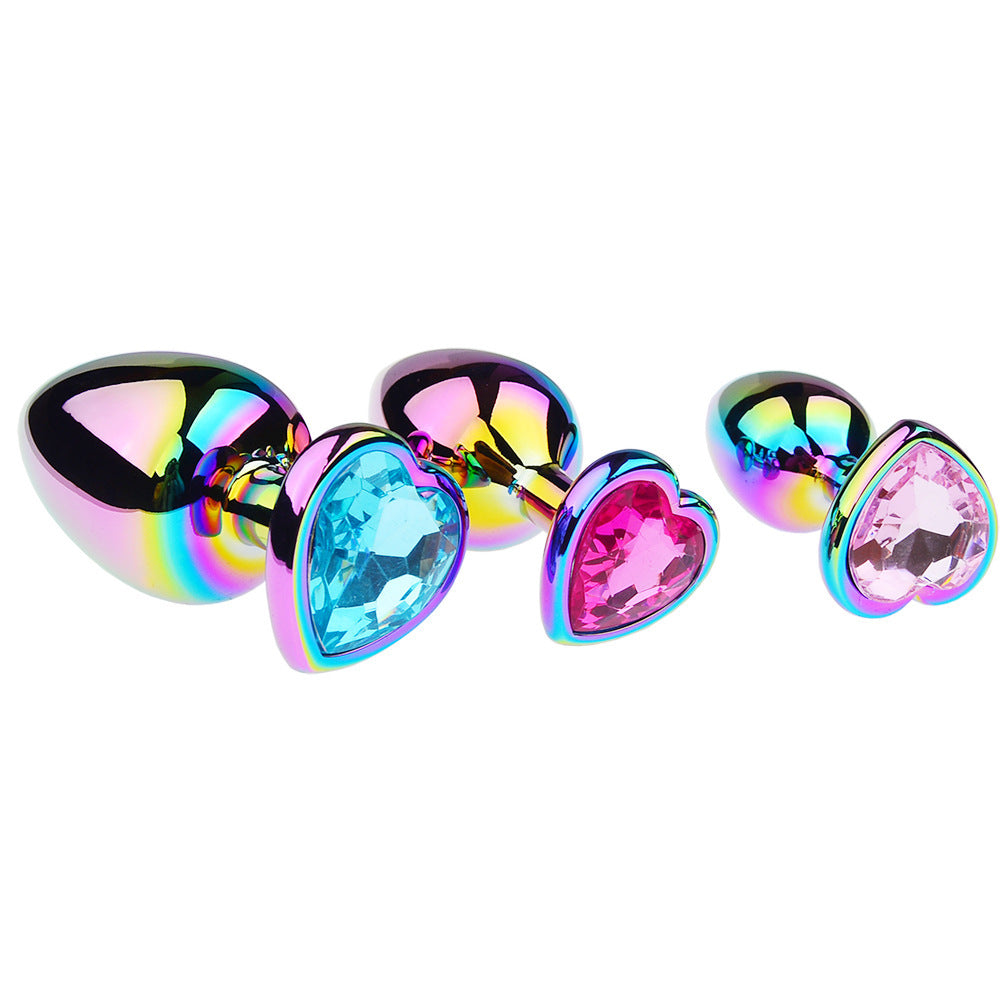 Colorful Heart-shaped Metal Butt Plug Set Sexy Toys