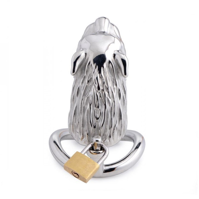 Metal Men's Tiger Head Bird Cage Chastity Lock Conditioning Supplies Adult Toys